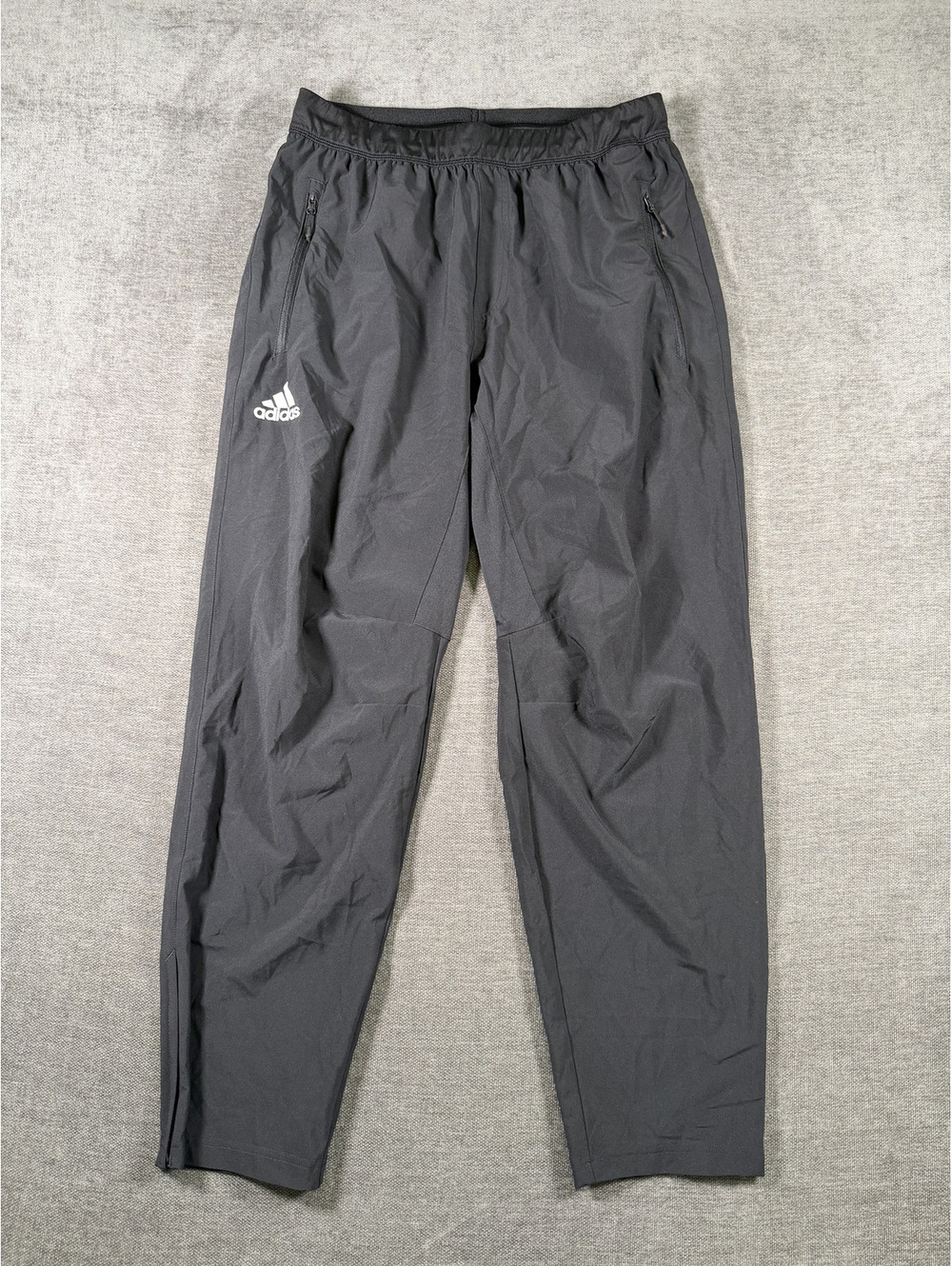 Adidas Men's Black Athletic Track Pants with Zippered Pockets, Size Medium